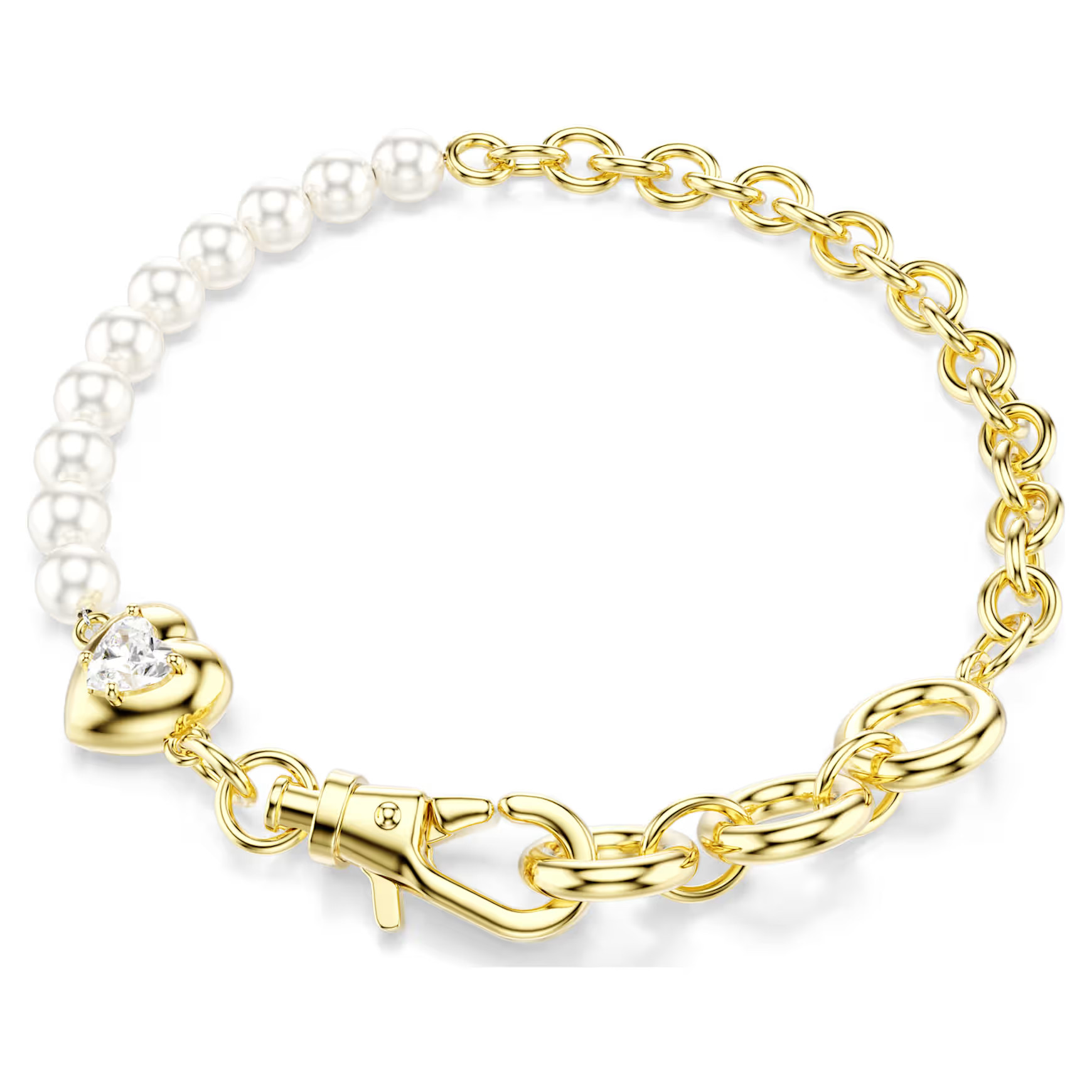 Idyllia bracelet, Crystal pearl, White, Gold-tone plated by SWAROVSKI | SWAROVSKI