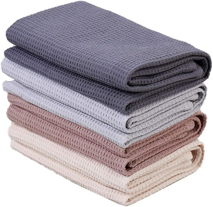 PY HOME & SPORTS Dish Towels Set, 100% Cotton Waffle Weave Kitchen Towels 4 Pieces, Super Absorbe... | Amazon (US)