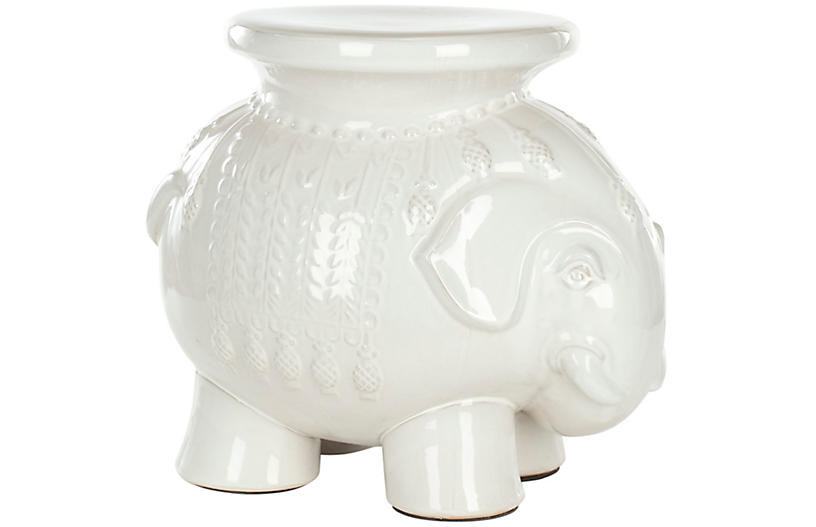 Elephant Garden Stool, White | One Kings Lane