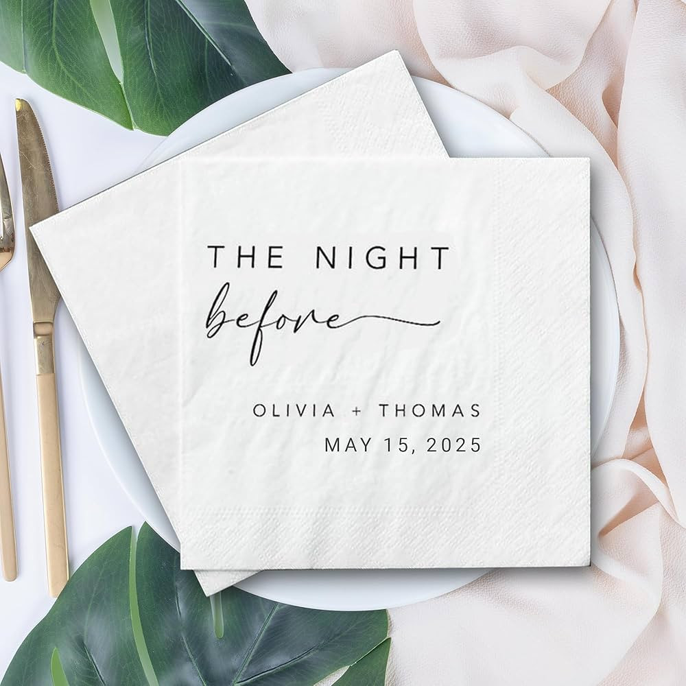 The Night Before Custom Napkins, Personalized Rehearsal Dinner Bridal Shower, Rehearsal Party Coc... | Amazon (US)