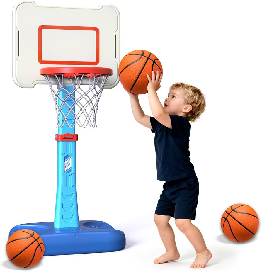 Toddler Basketball Hoop Indoor for Age 1 2 3, Adjustable Kids Basketball Hoop, Mini Basketball Ho... | Amazon (US)