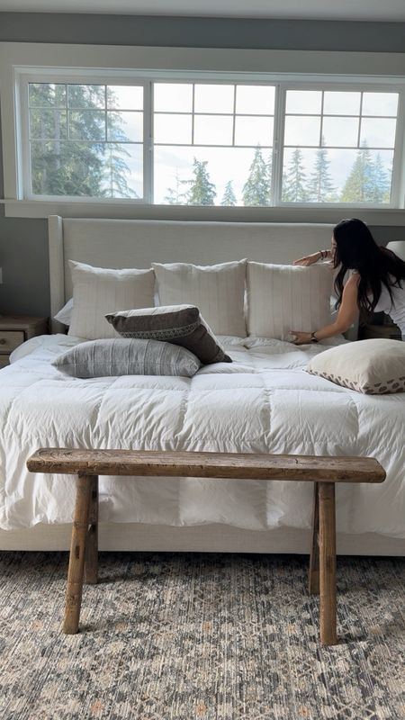 Bedroom styling with wingback bed and cozy pillows!

#LTKHome #LTKSeasonal #LTKStyleTip