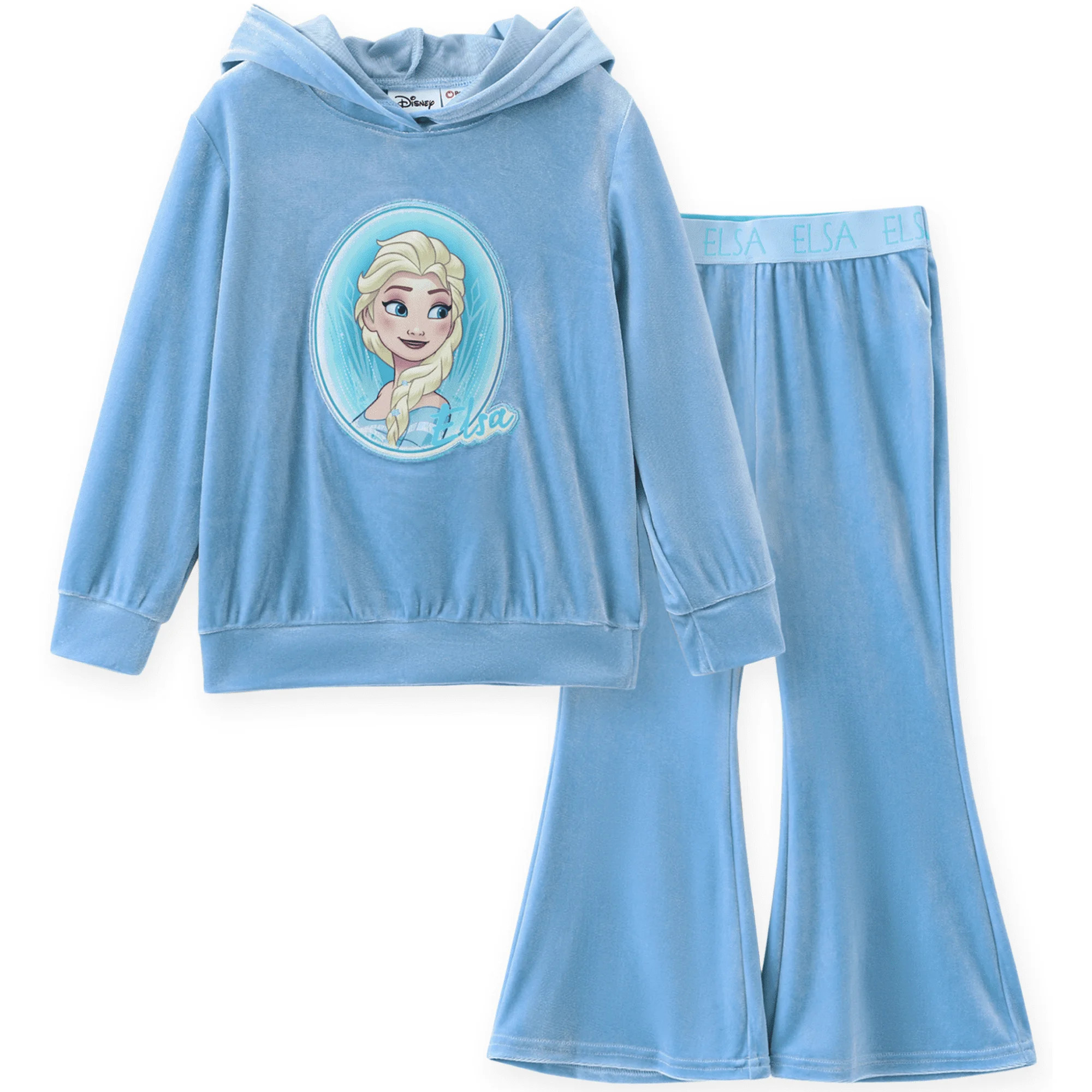 Disney Frozen Girls Sweatshirts Elsa Character Graphic Hoodie and Pants Blue Velvet 2 Pieces Sets... | Walmart (US)