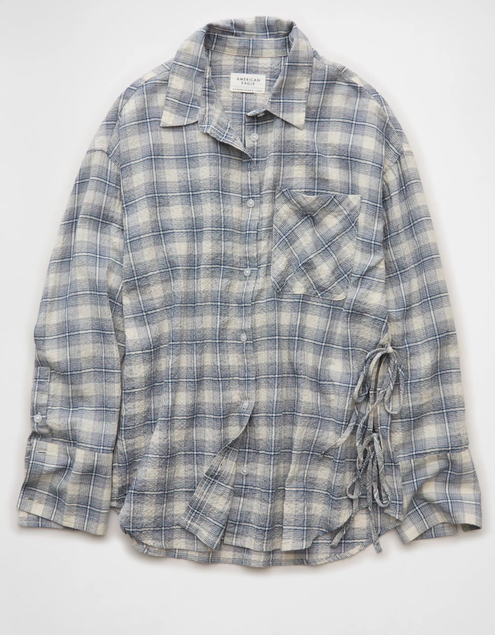 AE Side-Tie Button-Up Shirt | American Eagle Outfitters (US & CA)