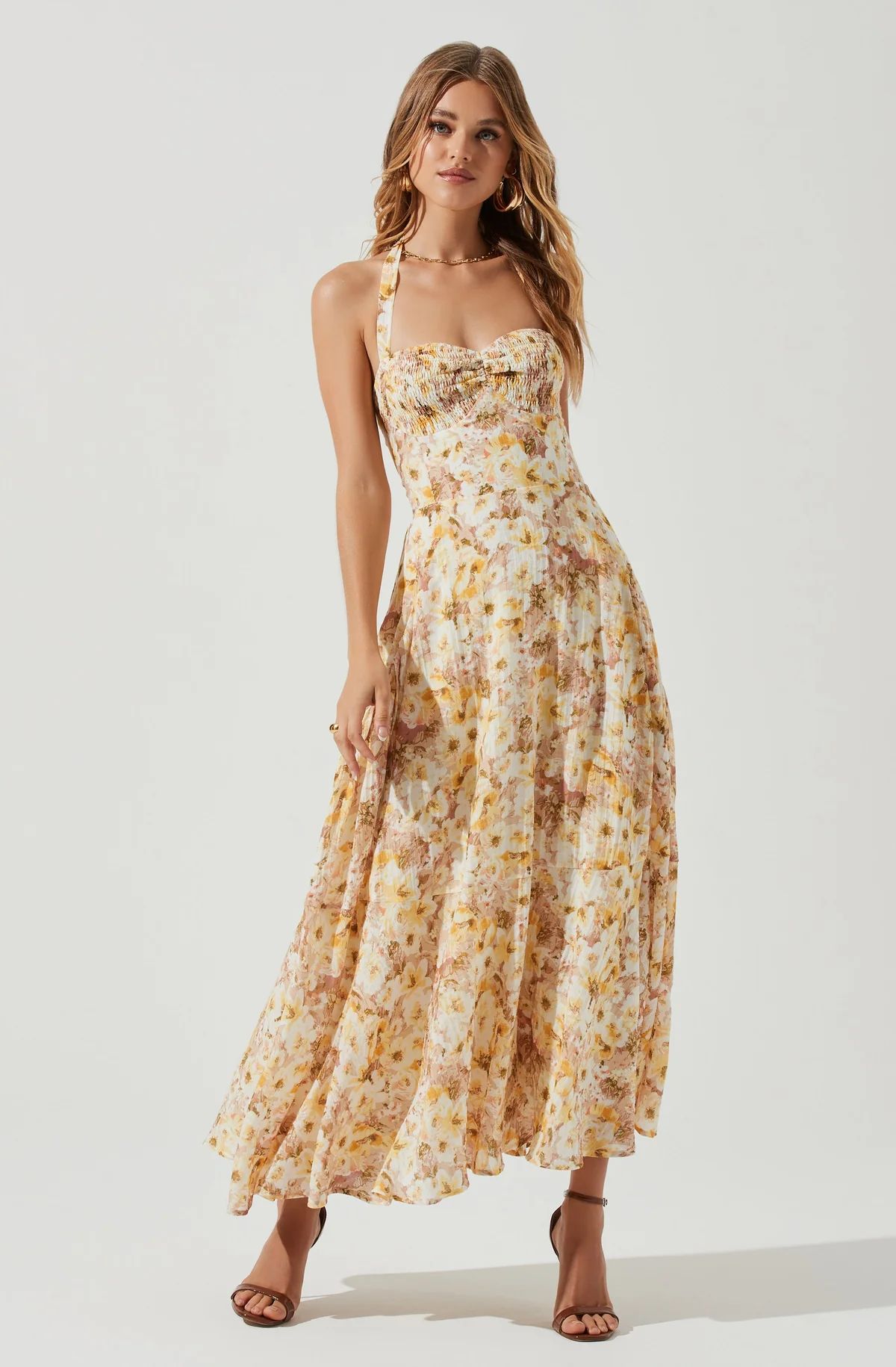 Mariella Floral Halter Midi Dress | ASTR The Label (US)