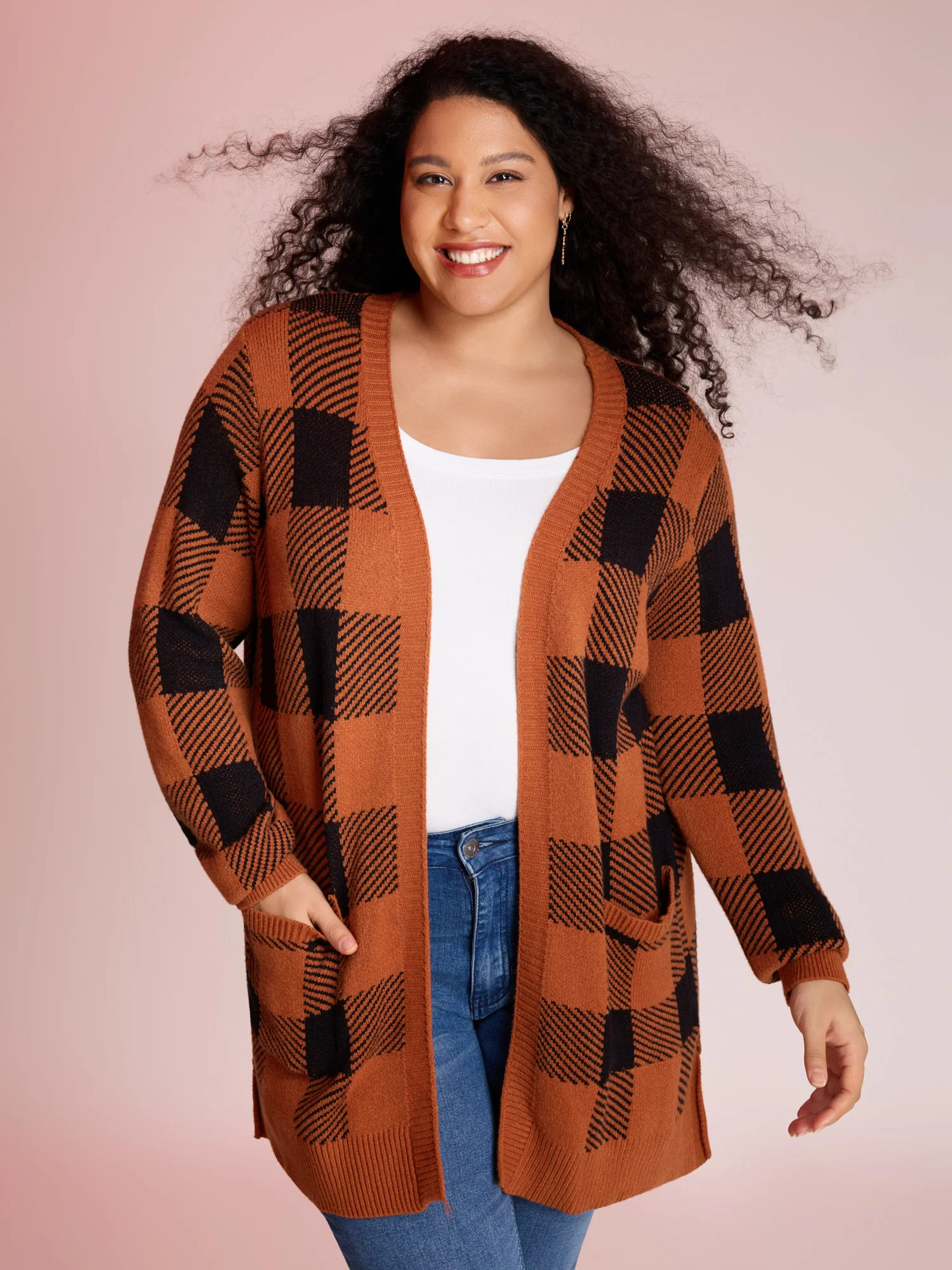 Supersoft Essentials Plaid Open Cardigan | Bloomchic