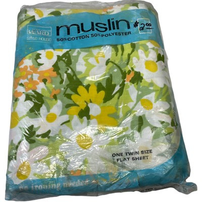 Vintage 70’s Montgomery Ward Twin Mod Floral Flat Sheet Muslin Boho Hippie NOS | eBay US