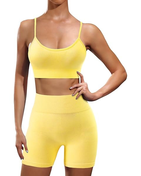 Workout Sets for Women 2 Piece Outfits Gym Shorts Women High Waisted with Adjustable Padded Sport... | Amazon (US)