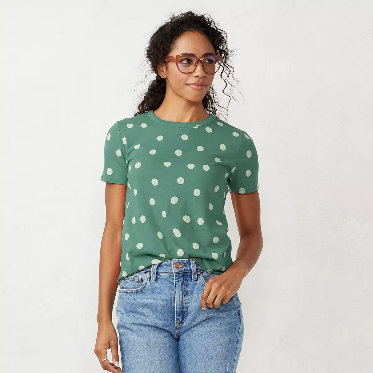 Women's LC Lauren Conrad Polka-Dot Crewneck Tee | Kohl's