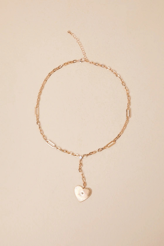 Glowing Affection Gold Heart Necklace | Lulus