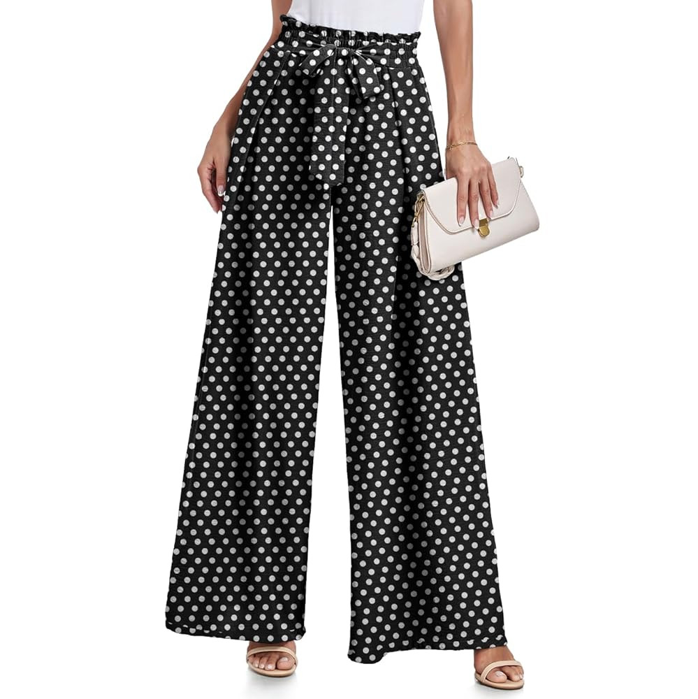 Lepunuo Wide Leg Pants for Women High Waisted Palazzo Pants Work Casual Flowy Tie Knot Trousers w... | Amazon (US)