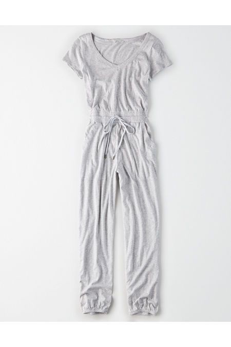 AE Short Sleeve V-Neck Jumpsuit | American Eagle Outfitters (US & CA)