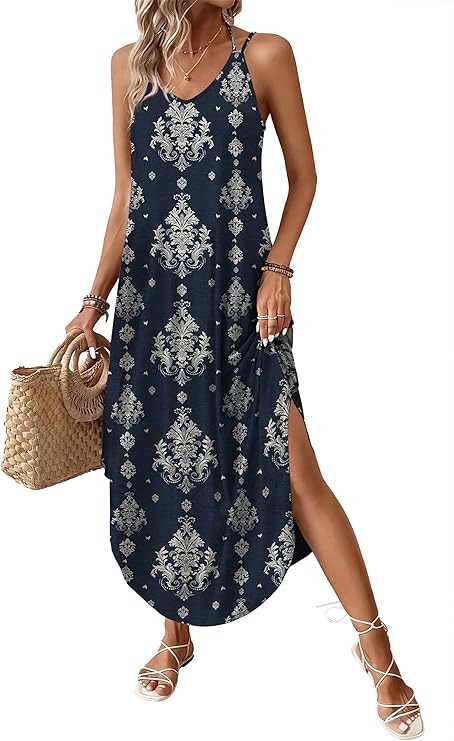 WIHOLL Summer Dresses for Women 2026 Maxi Dress Boho Sundresses Halter Dress Beach Vacation Weddi... | Amazon (US)