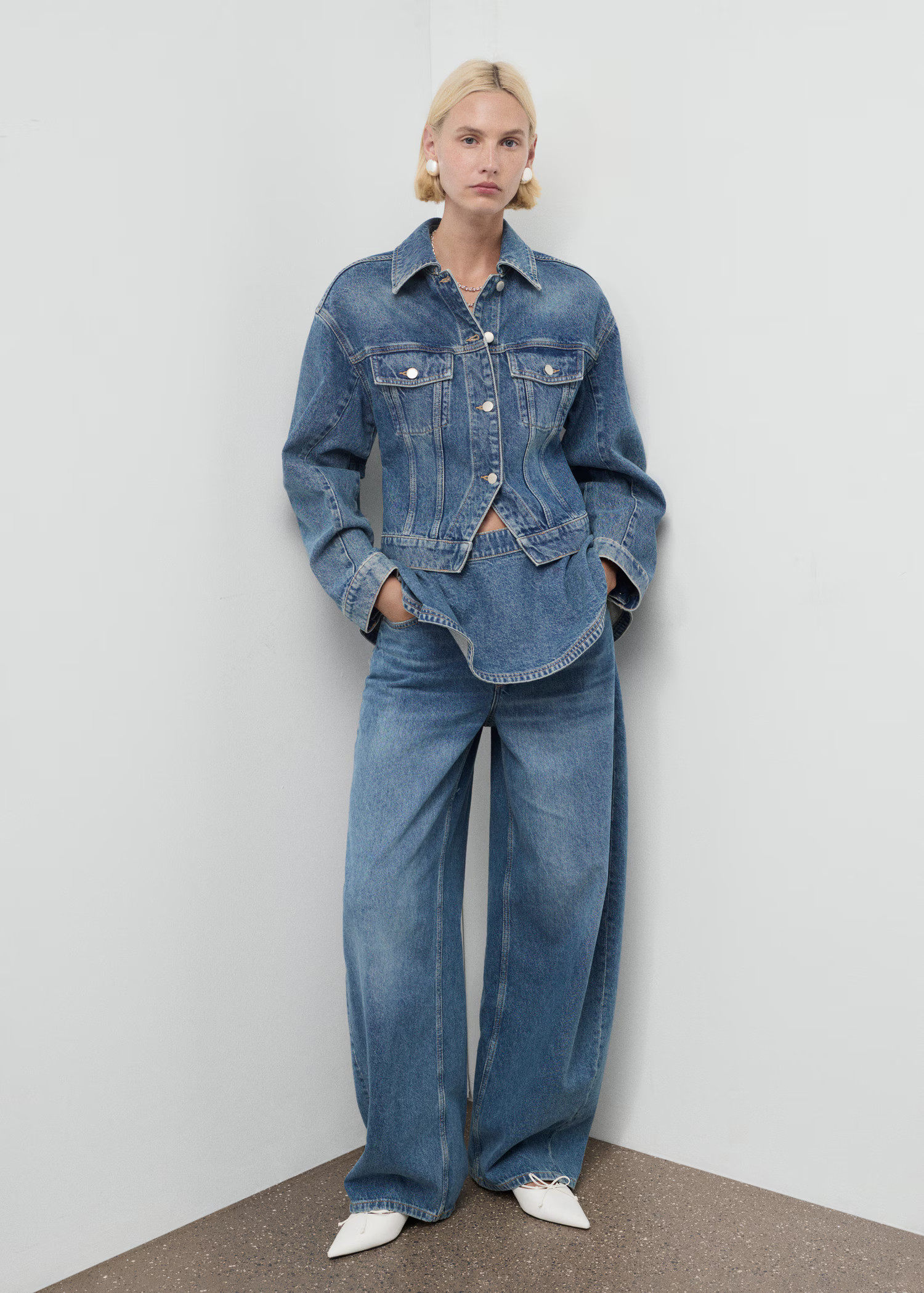 Fitted denim jacket with pockets - Women | MANGO USA | Mango (US/MX/AU)