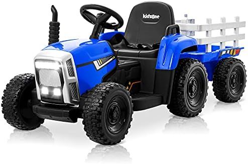 Kidzone 12V 7AH Kids Battery Powered Electric Tractor with Trailer Toddler Ride On Toy with EVA Trea | Amazon (US)