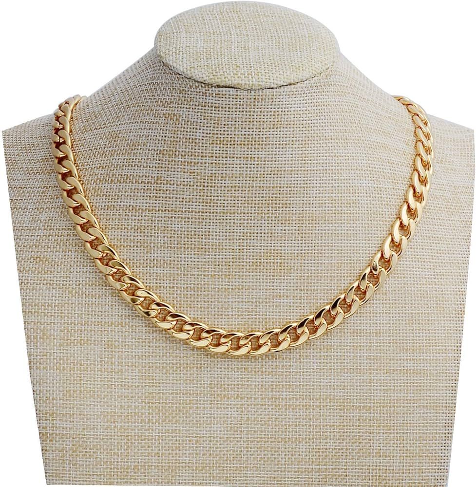 Gold Chain, 24" Gold Necklace, Fake Gold Chain for Men, Feel Real Solid 18k Gold Plated Fake Chai... | Amazon (US)