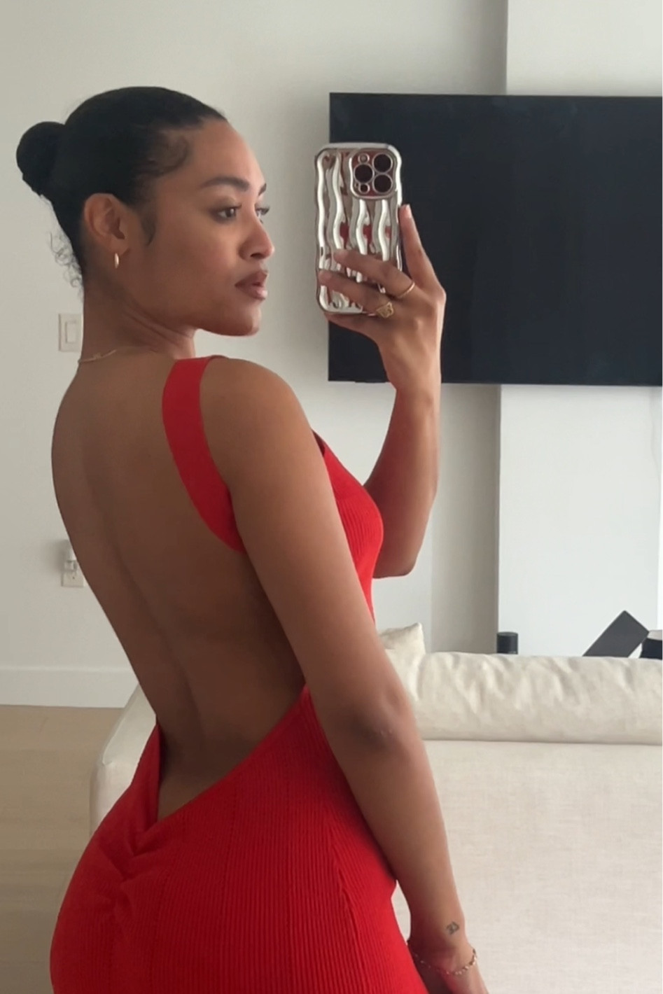 Red back out dress. Wearing a medium. Gorgeous and perfect for a summer date night. 

#LTKfindsunder100 #LTKstyletip #LTKfindsunder50