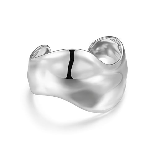 Amazon Essentials (Demi's Pick) Silver Cuff Bracelet for Women - Fine Silver Plated, Chunky Bangle Bracelet | Amazon (US)