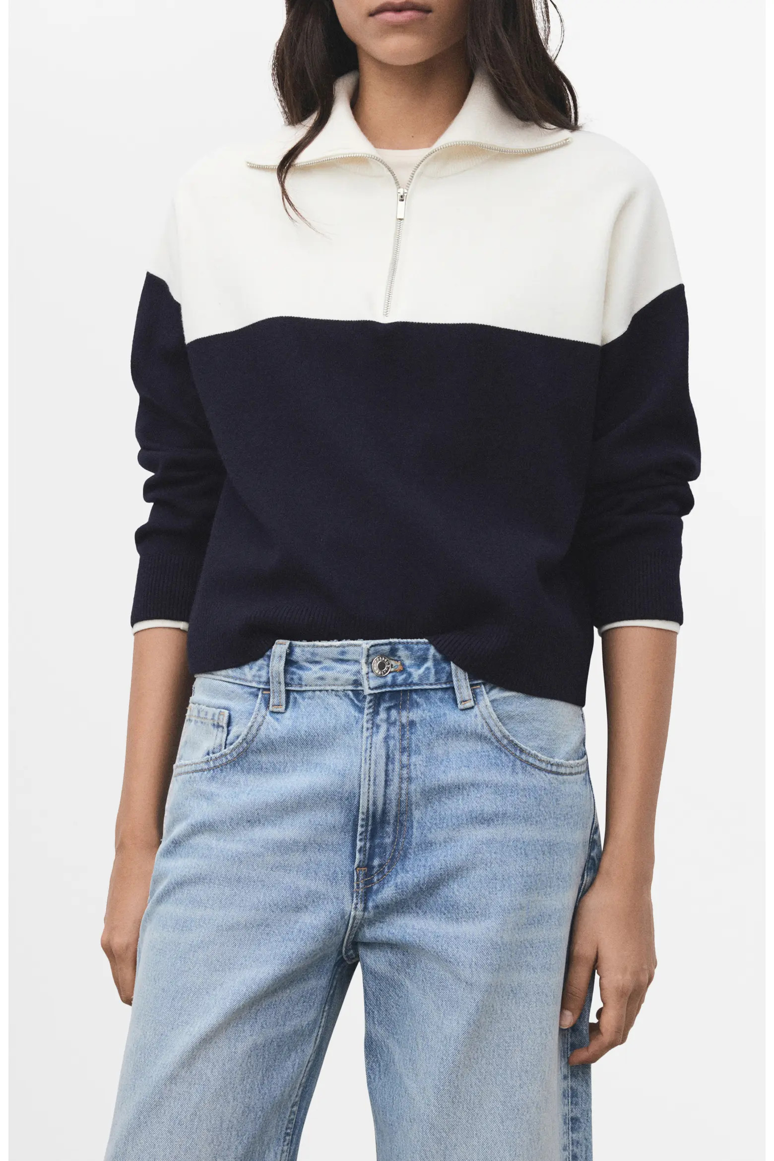 MANGO Bicolour High Collar Sweater (Women) | Nordstrom | Nordstrom