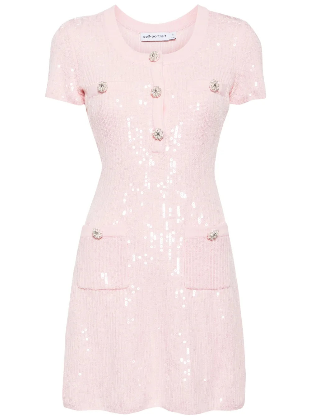 Self-Portrait Sequin Knit Mini Dress - Farfetch | Farfetch Global