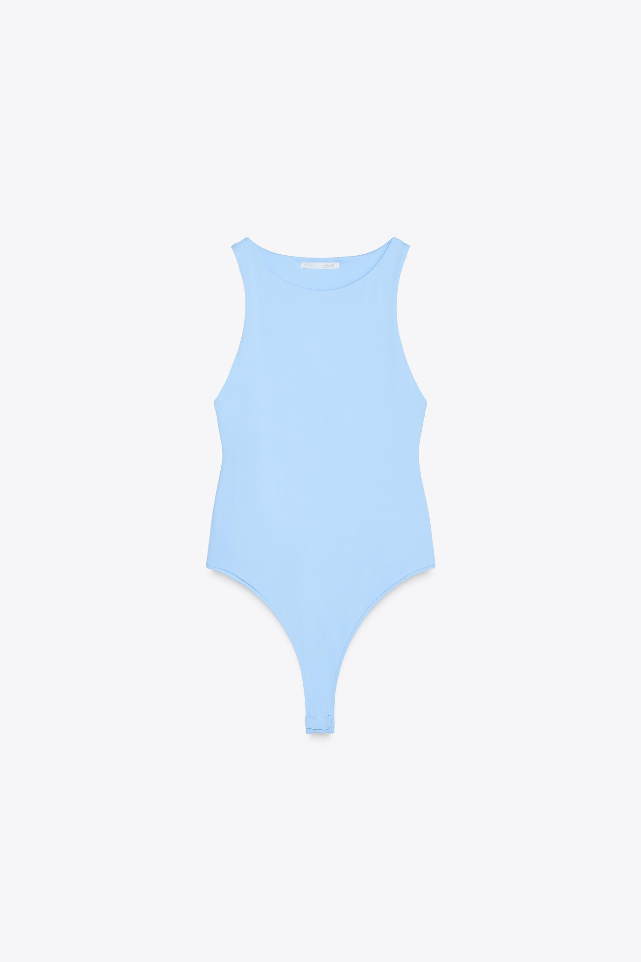 Halter bodysuit. Thong bottom. Snap button closure.Sky blue | 5039/287/436Product Measurements
Ch... | Zara US