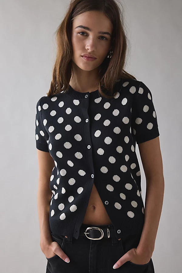 Kimchi Blue Rachel Printed Short Sleeve Cardigan | Urban Outfitters (US and RoW)