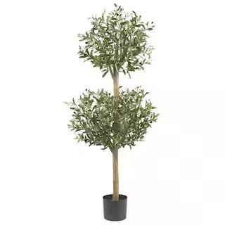 4.5 ft. Artificial Green Olive Double Topiary Silk Tree | The Home Depot