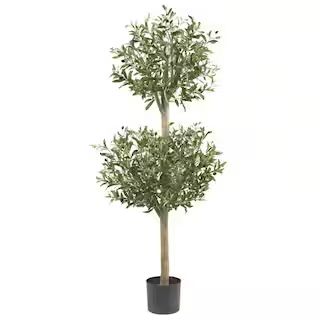 4.5 ft. Green Olive Double Topiary Silk Tree | The Home Depot