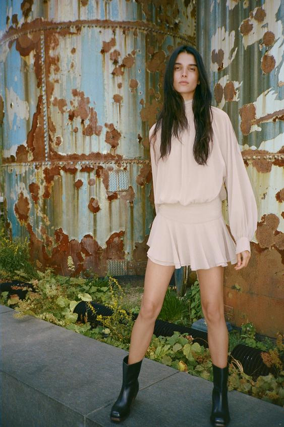 FLOWY TIED SHORT DRESS | Zara US