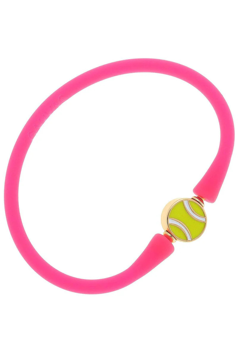 Enamel Tennis Ball Silicone Bali Bracelet in Neon Pink | CANVAS