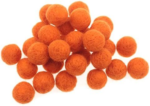Zasy 20mm Foam Filled Needle Wool Felt Balls DIY Garland Home Decor Fashion Jewelry Beads (Orange... | Amazon (US)