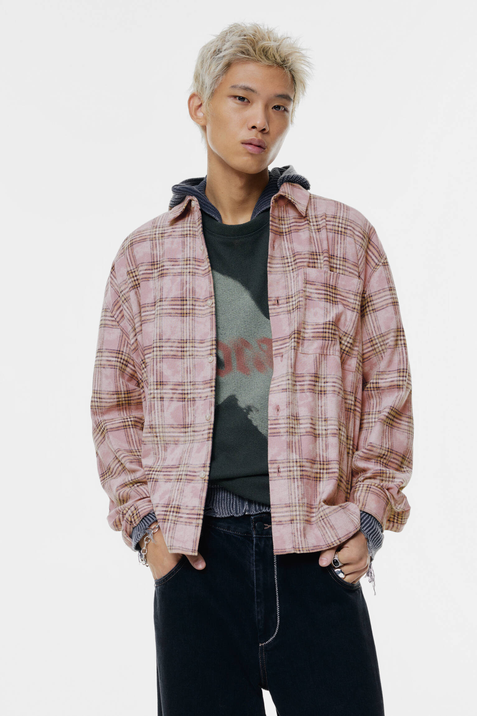 Chemise rose à carreaux - pull&bear | PULL and BEAR FR