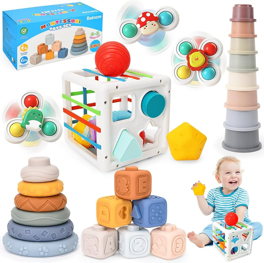 Balnore 5 in 1 Baby Toys 6 to 12 Months, Montessori Baby Toys for 6+ Month Old, Suction Cup Spinn... | Amazon (US)
