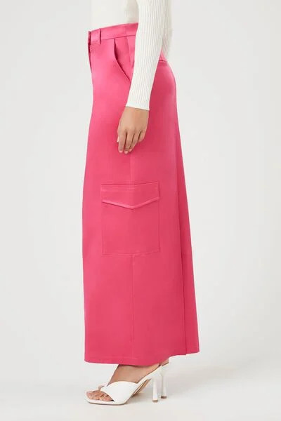 Satin Cargo Maxi Skirt | Forever 21