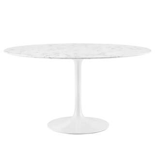 MODWAY 54 in. Lippa in White Round Artificial Marble Dining Table | The Home Depot
