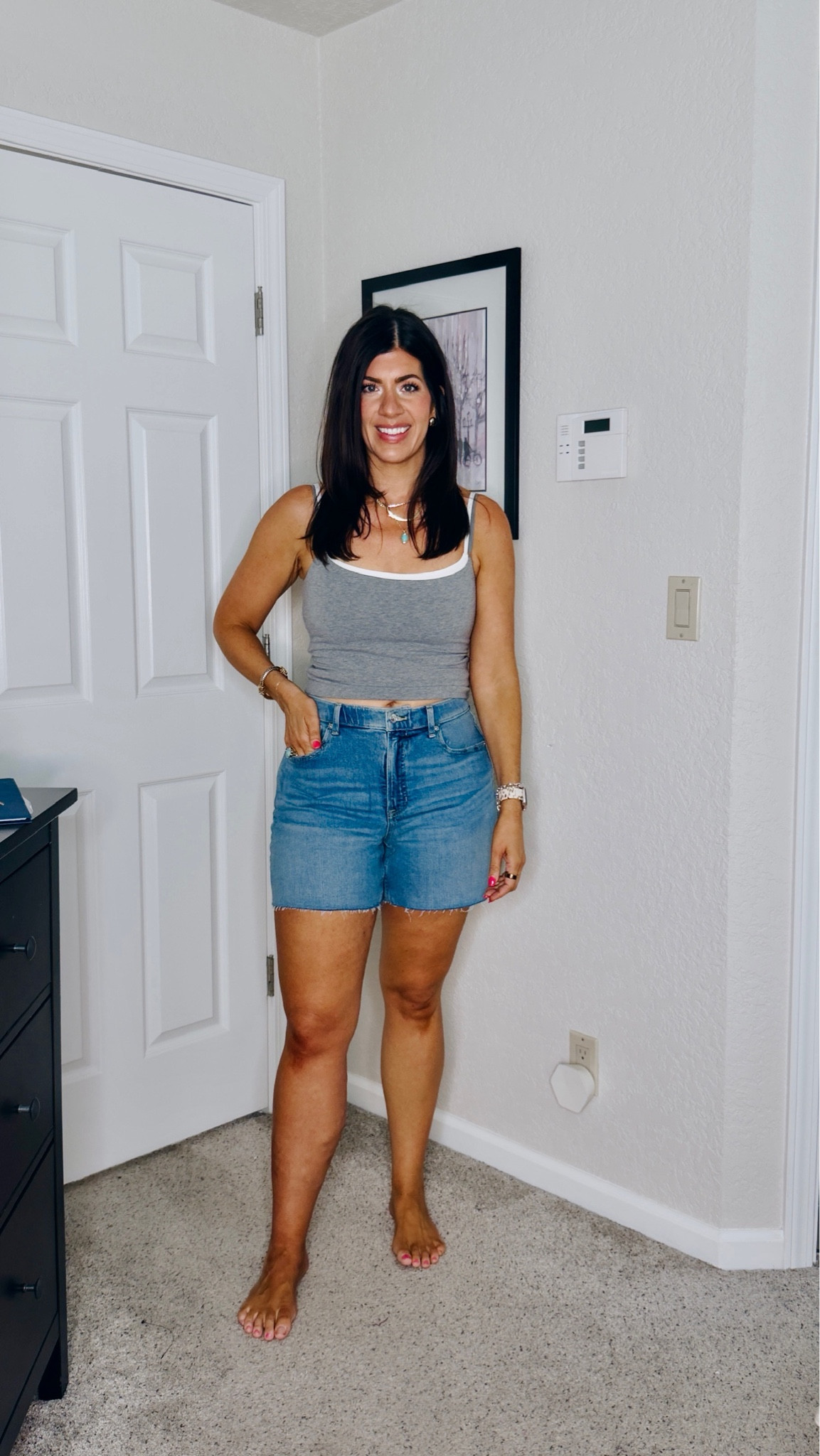 Wearing a medium in shorts. 
Use code Meghanxspanx 

Denim, denim shorts, jean shorts, summer fashion, summer style, spring fashion, spring style, trending, casual outfit, trending, Spanx 

#LTKMidsize #LTKSeasonal #LTKootd