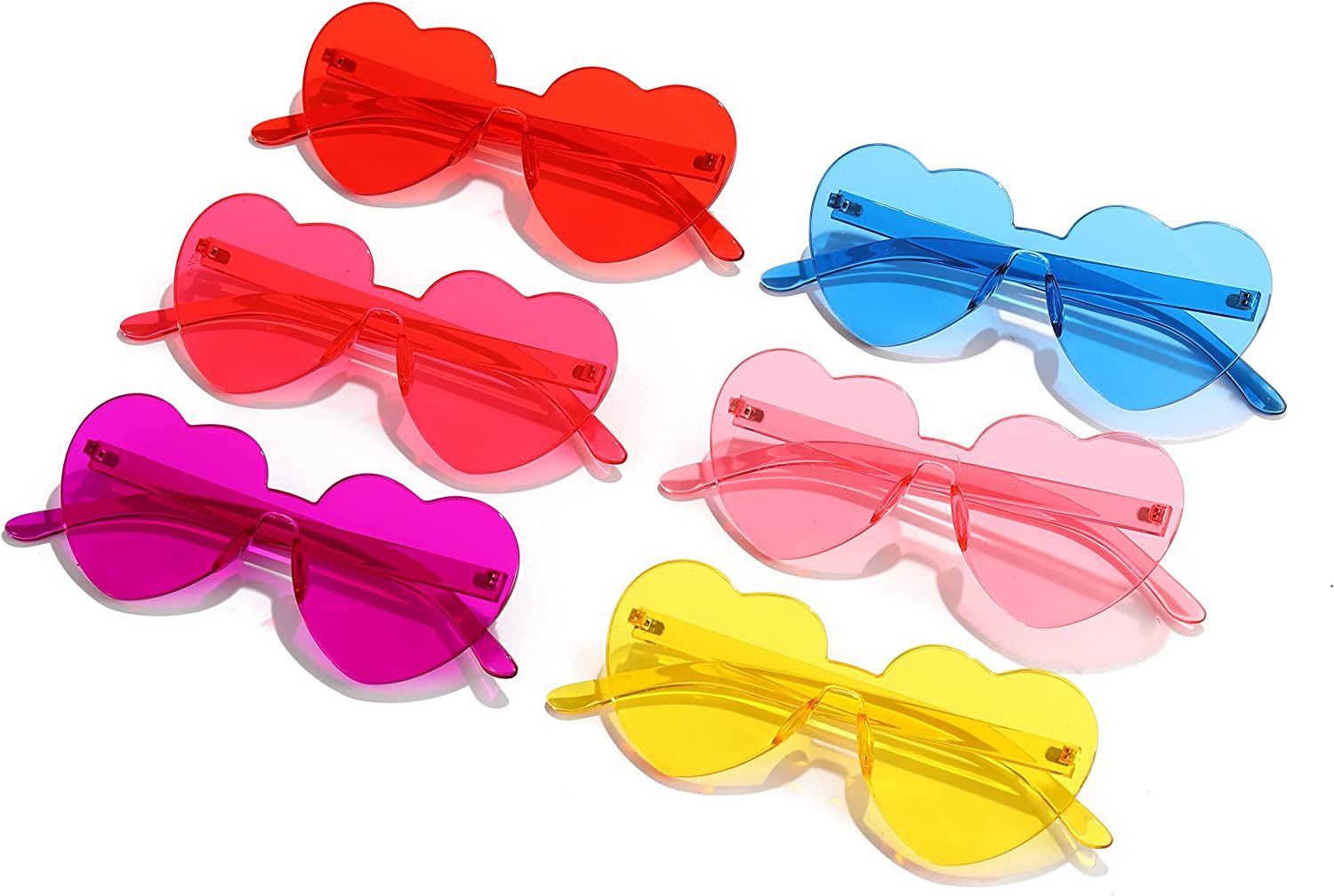 RTBOFY 6 Pcs Heart Sunglasses Candy Colors for Party Queen Style,Rimless Heart Shaped Sunglasses ... | Amazon (US)