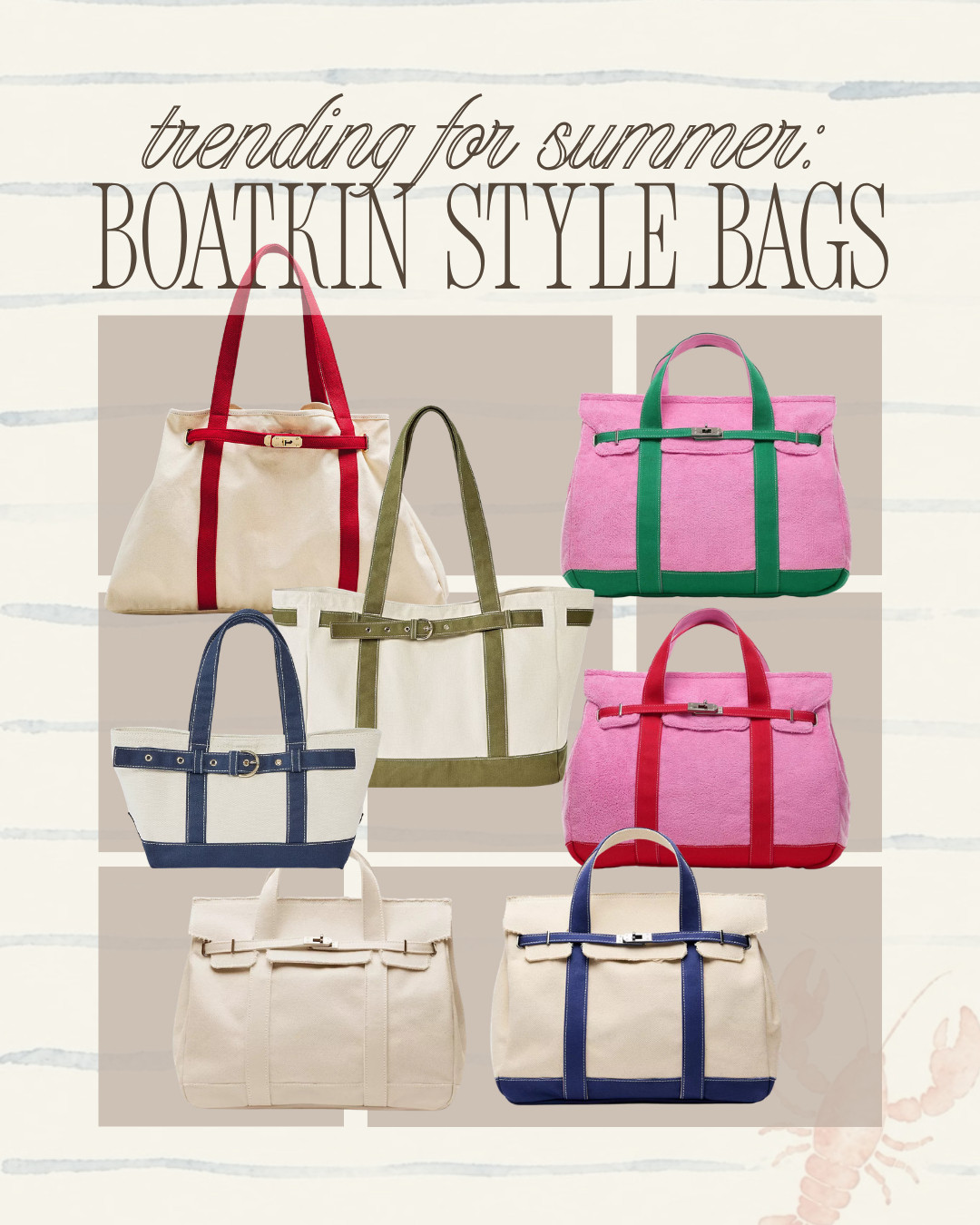 Boatkin style bags are everywhere this summer and these affordable alternatives give the same elevated coastal look without the designer price tag. I rounded up some of my favorite canvas and terry options that feel classic, effortless, and perfect for beach days, travel, errands, or summer outfits. Such a good way to get the look of the viral $2,000 bag for way less. 

 #LTKdayinmylife #LTKSeasonal #LTKSaleAlert