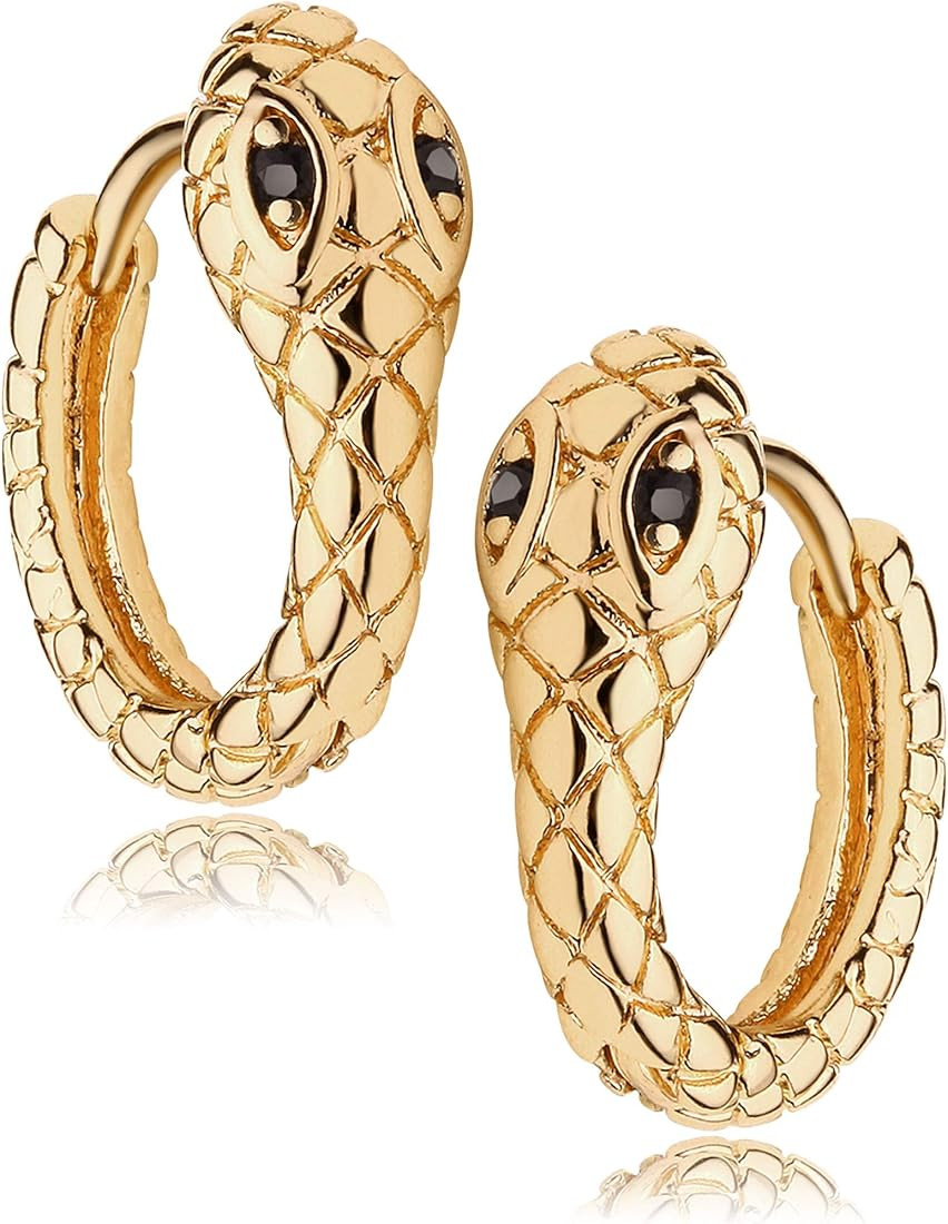 Fettero Gold Huggie Hoop Earrings for Women Gold Plated Dainty Hypoallergenic Earrings Hoop Beade... | Amazon (US)