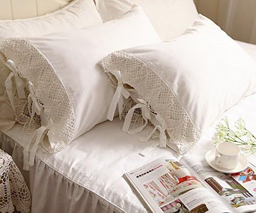 Idyllic Life One Piece White Wide Crochet Lace 100% Cotton Pillowcase 14 (Standard 20"x30") | Amazon (US)