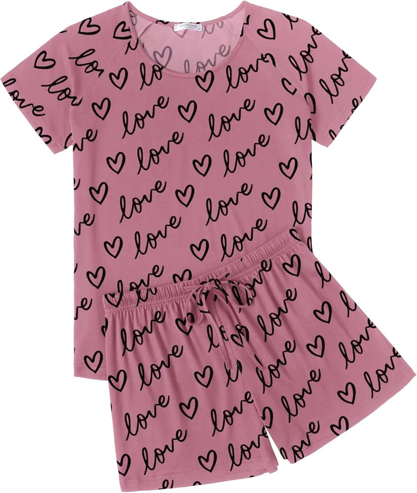 Ekouaer Womens Pajama Set 2 Piece Soft Lounge Set Short Sleeve Cozy Sleepwear Pjs Casual Loose Lo... | Amazon (US)