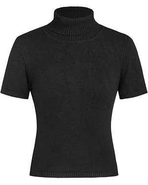 CIDER Women’s Short Sleeve Turtleneck Tops Cute Knit Slim Fit Sweater Blouses Basic Tee | Amazon (US)