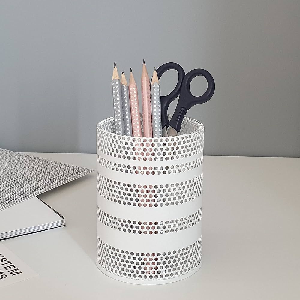 Pen Holder for Desk, Metal Mesh Pencil Holder Cup Organizer Office Stationery Caddy Stand Makeup ... | Amazon (US)