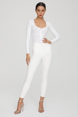 Good Waist Crop Extreme V White023 Super High Rise Skinny Jeans, Size 12 | Good American