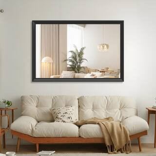 Black 60.00 in. W x 40.00 in. H Modern Rectangle Aluminium Framed Wall Mirror | The Home Depot