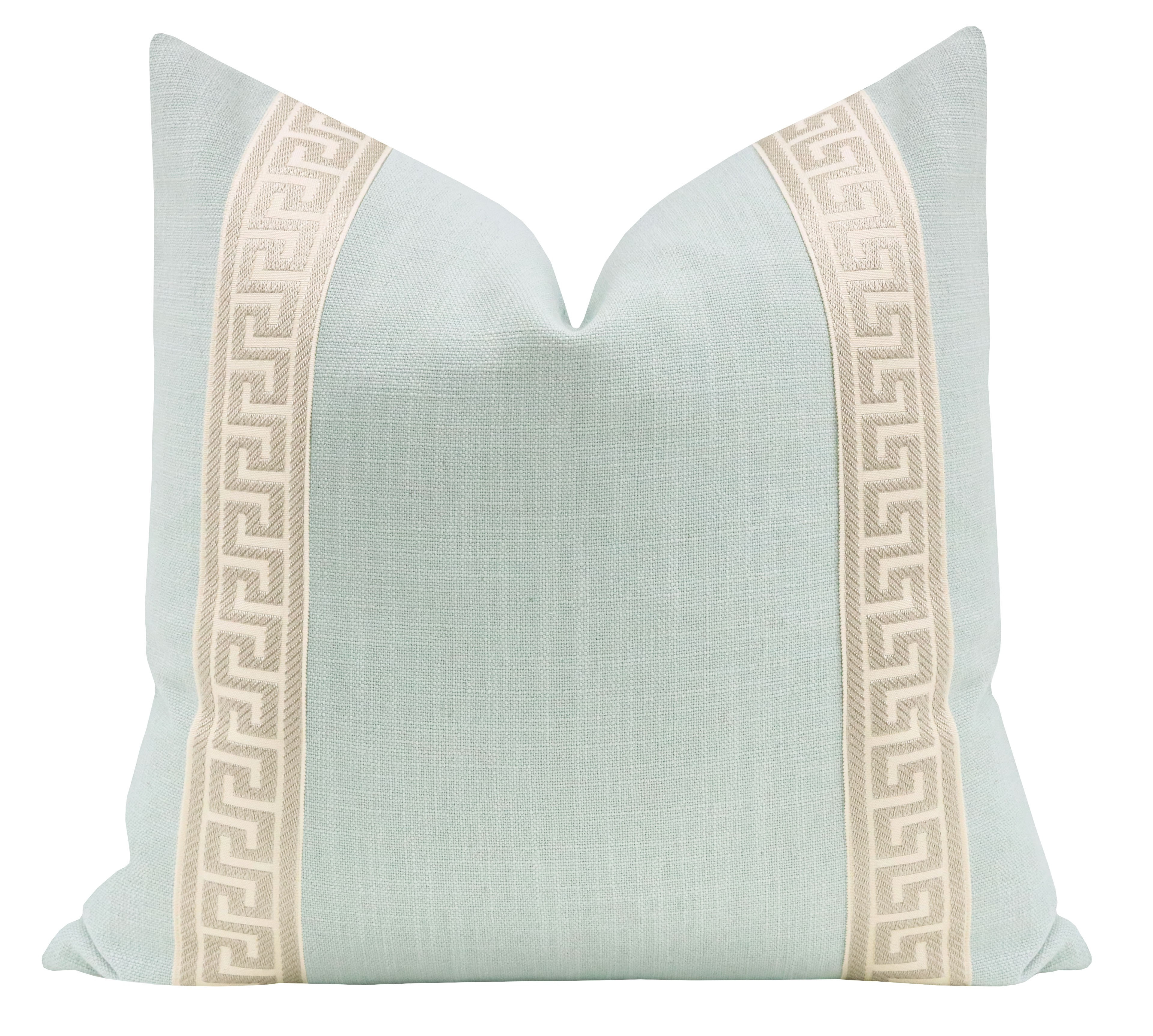 Signature Linen // Spa Blue + Greek Key Trim // Cashmere | LITTLE DESIGN COMPANY