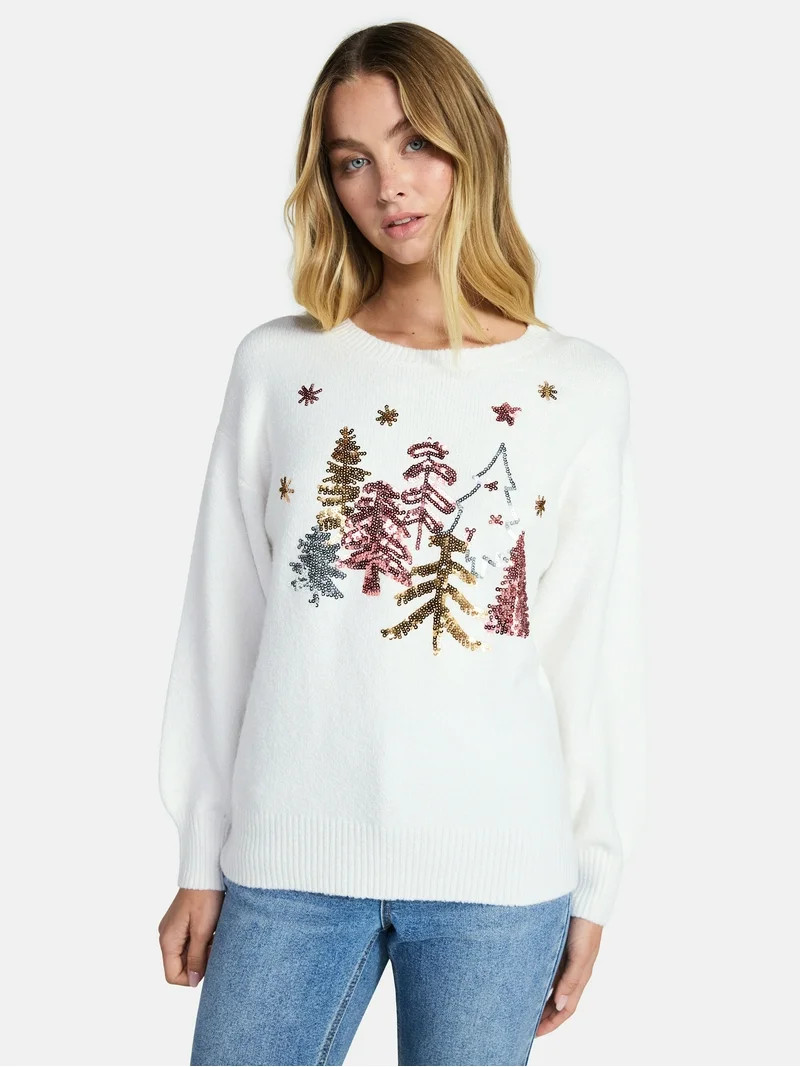 Holiday Time Women's and Women's Plus Pretty Christmas Sweater, Sizes XXS-3X | Walmart (US)