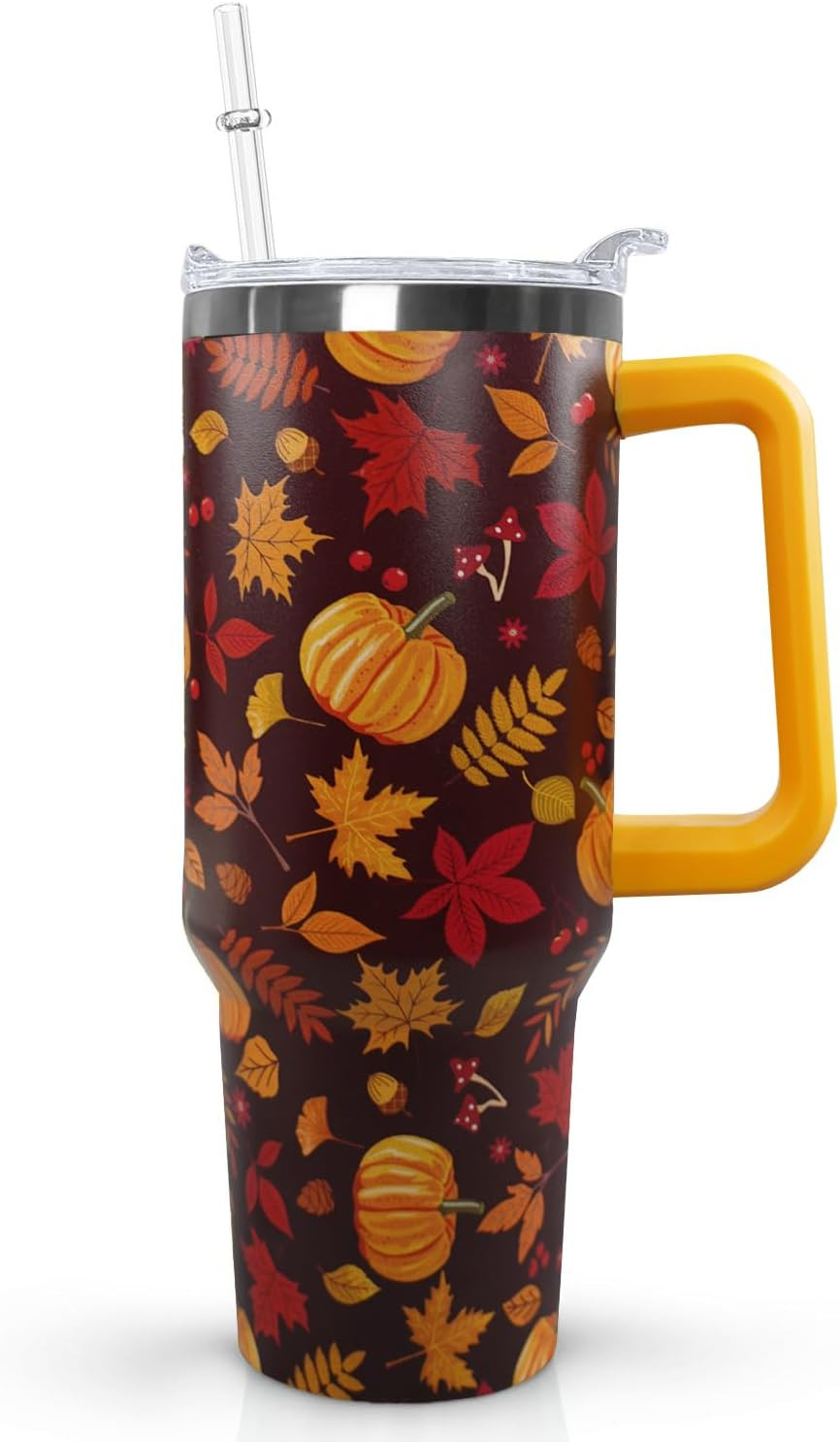 Ceovfoi 40 oz Fall Pumpkin Tumbler Insulated Stainless Tumbler, Autumn Travel Coffee Cup Water Bottle, Thanksgiving | Amazon (US)