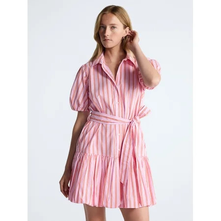 Free Assembly Women s and Women s Plus Cotton Mini Dress with Puff Sleeves Sizes XS-4X | Walmart (US)