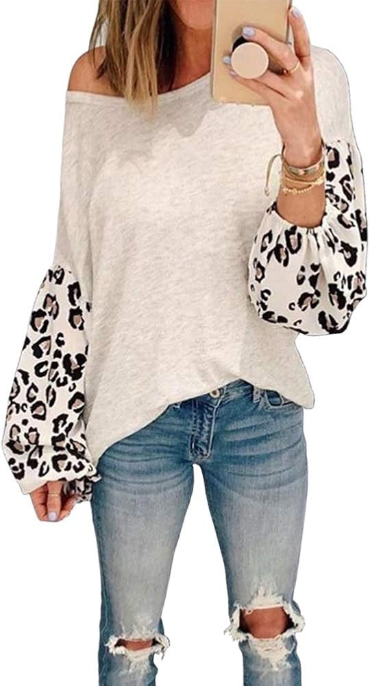 Women's V Neck Long Sleeve Shirts Waffle Knit Off Shoulder Tops Oversized Pullover Sweaters… | Amazon (US)